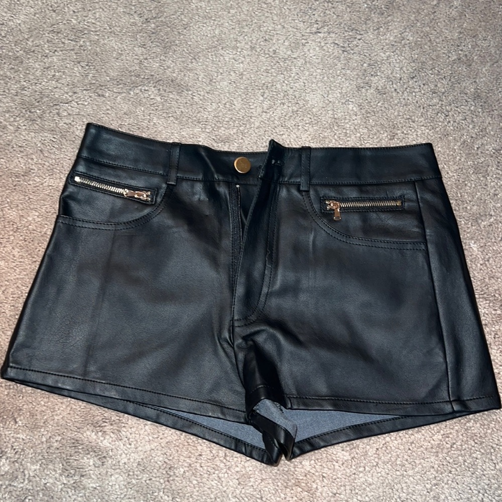 Womens faux leather shirts - black